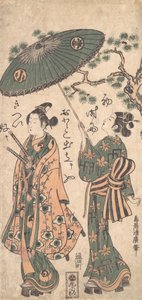 الممثل أراشي أوتوهاتشي في دور ساموراي شاب في ملابس المرأة ، كاليفورنيا. 1756.