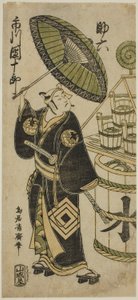 Ichikawa Danjuro IV بدور Sukeroku في مسرحية "Choseiden Fudan-zakura" التي تم عرضها على مسرح Nakamura في الشهر الرابع من