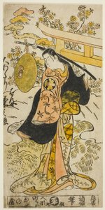 الممثل Segawa Kikunojo I بدور Hanjo في مسرحية "Tsumagoi Sumidagawa" التي قدمت في مسرح Nakamura في الشهر الثالث ، 1733 بواسطة Torii Kiyomasu II