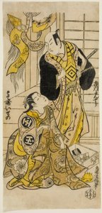 الممثلان Ichikawa Danjuro II و Sodesaki Iseno I بواسطة Torii Kiyomasu II