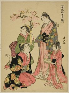 سيدة شابة نبيلة ، من مسلسل "مرآة الأخلاق الأنثوية (Onna fuzoku masu kagami)" بواسطة توري كيوناجا