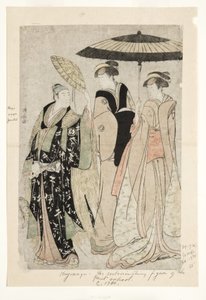الممثلون في المسرحية Oakinai Hiruga kojima ، مسرح ناكامورا ، XI1784 ، 1784 (لوح خشبي) بواسطة توري كيوناجا