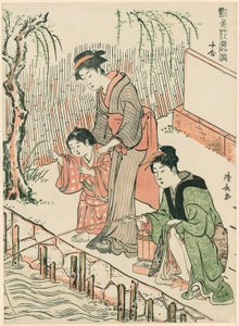 صيد السمك ، من سلسلة "مجموعة من عشر جميلات في أنماط الأزهار (Enshoku hana fuzoku ju awase)" بواسطة توري كيوناجا
