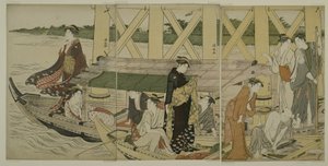 قوارب المتعة أسفل جسر أزوما ، c.1784 بواسطة توري كيوناجا