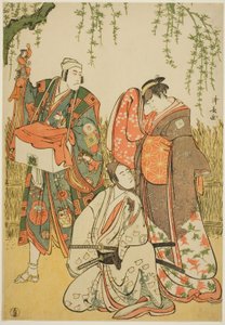 قام الممثلون Ichikawa Yaozo III بدور Shiragiku ، و Ichikawa Danjuro V بدور محرك الدمى Dekurokubei ، و Sawamura Sojuro III في دور Soga no Juro ، في الجوروري "Shinobukoi Yanagi no Katsura Otoko" ، وقد تم أداؤه في مسرح ناكامورا في الشهر الأول ، 1785 بواسطة توري كيوناجا