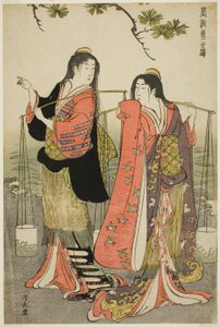 The Brine Maidens of Suma ، من سلسلة "A Brocade of Eastern Manners (Fuzoku Azuma no nishiki)" بواسطة توري كيوناجا