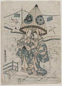 ناكامورا توميجورو وناكامورا شيشيسابورو الثاني مثل العاشقين Agemaki و Sukeroku ، 1753.