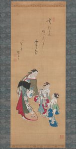 المحظية واثنان من الحاضرين بواسطة Torii Kiyonobu I