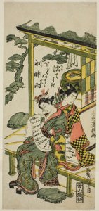 زوجين شابين في الشرفة بواسطة Torii Kiyotsune