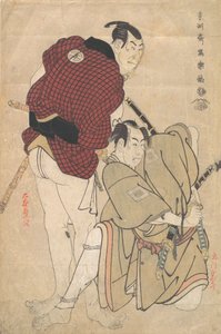 إيتشيكاوا أوميزو بدور توميتا هيوتارو وأوتاني أونيجي الثالث في دور أوكييو توهي ، 1794-95. بواسطة توشوساي شاراكو