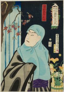 الممثل Sawamura Tossho II بدور Karukaya Doshin ، رقم 5 من سلسلة "Flowers of Tokyo: Caricatures بواسطة Kunichika (Azuma no hana Kunichika manga)" بواسطة تويوهارا كونيتشيكا