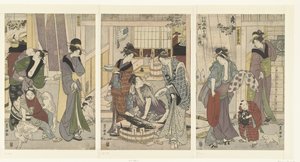 تاجر السمك الشهر الرابع بالثلاثي Yongatsu ، Sanbukutsui (العنوان على الكائن) الاثني عشر شهرًا لـ Toyohiro و Toyokuni (عنوان المسلسل) Toyohiro Toyokuni ryoga Juniko (عنوان السلسلة على الكائن) بواسطة تويوكوني (الثاني) ، أوتاغاوا