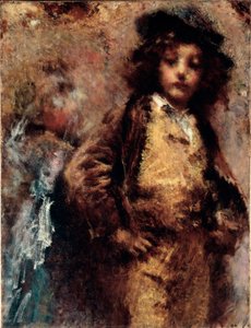 صورة فقيرة ولكنها جميلة لشاب يبدو وكأنه أنيق. اللوحة بواسطة ترانكيلو كريمونا (1837-1878) الجينات ، نيرفي ، غاليريا بواسطة آرتي موديرنا بواسطة ترانكيلو كريمونا