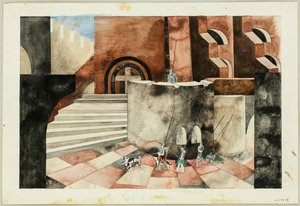 تصميم المسرح لـ Tragedy Die Nibelungen بواسطة فريدريش هيبل ، كاليفورنيا 1934. بواسطة تراوجوت مولر