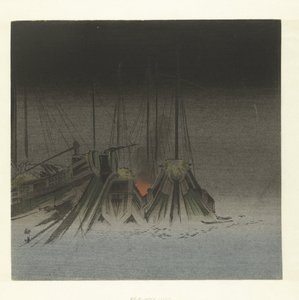 السفن في الليل بواسطة Tsukioka Kogyo