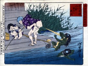 يودو جاواكري: شبح النهر يخمن على الأرداف (كابا) بواسطة Tsukioka Yonejiro بواسطة تسوكيوكا يوشيتوشي