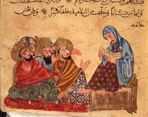 Socrates debates on philosophy with his followers, Turkey, Arab manuscript بواسطة المدرسة التركية