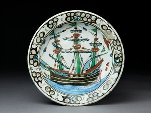 طبق معجون حجري بزخرفة مزججة ، Iznik ، c.1620-30 (سيراميك) بواسطة المدرسة التركية