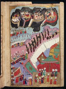 TSM H.1524 قوى سليمان العظيم (1484-1566) حصار حصن مسيحي ، من "اسم المستخدم" بواسطة لقمان ، 1588 (انظر أيضًا 182451) بواسطة المدرسة التركية