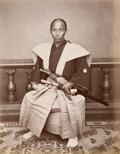 الساموراي (Harada Kiichi) ، ناغازاكي ، اليابان ، c.1870 (طبعة زلال) بواسطة أوينو هيكوما