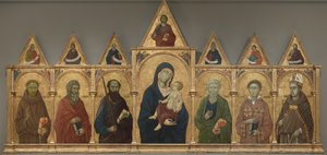العذراء والطفل مع القديسين فرانسيس ، أندرو ، بول ، بيتر ، ستيفن ولويس من تولوز ، c.1317-21