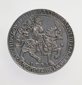 Kronungsdoppelguildiner (مزدوج الغيلدر) للإمبراطور ماكسيميليان الأول (1493-1519) ، أنتويرب منت ، إعادة إصدار عملة 1509 ، 1517 (الوجه) (الفضة) (لعكس انظر 168075)