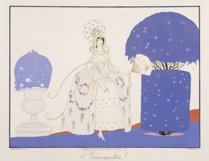 جياكوميتا ، من طبعة "أقنعة وشخصيات المسرح الإيطالي" من Le Journal des Dames et des Modes ، نقش بواسطة Henri Reidel (fl.1914-20) 1914 (litho litho) بواسطة أومبرتو (بعد) برونليسكي