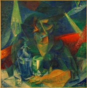 امرأة في المقهى (تفاصيل شخصية المرأة على الطاولة) بواسطة Umberto Boccioni