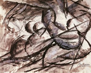 Dynamism (charcoal, ink, tempera and watercolour) بواسطة Umberto Boccioni