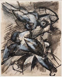 أريد أن أتحدث عن الأشكال البشرية في الحركة (التحلل الديناميكي) بواسطة Umberto Boccioni