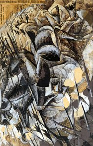 إيطاليا ، ميلان ، لوحة The Charge of the Lancers بواسطة Umberto Boccioni