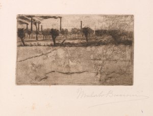 المناظر الطبيعية مع النباتات الصناعية بواسطة Umberto Boccioni