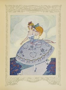 طار Chéri على كتف Zelie ، التي كانت مسرورة بحلاوة هذا الحيوان الصغير ، رسم توضيحي من "Contes du Temps Jadis" ، أو "Tales from Times Past" ، الصفحة 114 بواسطة أومبرتو برونليسكي