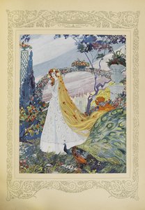 كانت دائمًا تغطي شعرها المجعد بتاج من الزهور على رأسها ، رسم توضيحي من "Contes du Temps Jadis" ، أو "Tales from Times Past" ، الصفحة 10 بواسطة أومبرتو برونليسكي