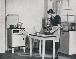 مطبخ بريطاني مجهز بموقد غاز مجلس الوزراء ، 1942. بواسطة غير معروف