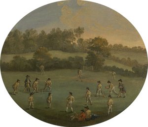 لعبة الكريكيت The Royal Academy Club في Marylebone Fields ، الآن Regent's Park ، بين 1790 و بواسطة غير معروف