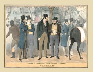 مجموعة من الشخصيات الرياضية في إبسوم ، c1832. بواسطة غير معروف