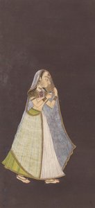 سيدة تمشي ليلاً وهي تحمل مصباح زيت ، كاليفورنيا. 1725. بواسطة غير معروف