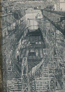 عش من الصلب. بطانة كونارد وايت ستار جورجيك في البناء ، 1927-1929 ، 1936 بواسطة غير معروف