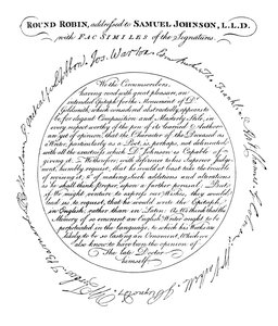 نسخة طبق الأصل من الطبق في الطبعة الأولى من Boswells Life of Johnson ، 1907 بواسطة غير معروف