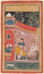 صفحة من سلسلة Ragamala: Ramakali Ragini من Hindol Raga ، c. 1610. بواسطة غير معروف