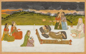 أميرة تتكئ على شرفة مع الحضور ، ج. 1730-1740. بواسطة غير معروف