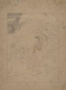 Abhisarika Nayika Heroine Braving the Night ، كاليفورنيا. 1800. بواسطة غير معروف