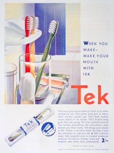 إعلان عن فرشاة الأسنان Tek ، من جونسون وجونسون ، 1931 بواسطة غير معروف