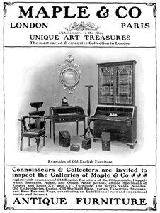 إعلان لـ Maple & Co of London ، بائعو أثاث عتيق ، 1901 بواسطة غير معروف