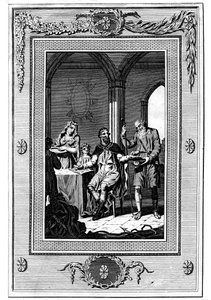 ألفريد الكبير يقسم رغيفه مع حاج فقير ، القرن التاسع ، 1772 بواسطة غير معروف