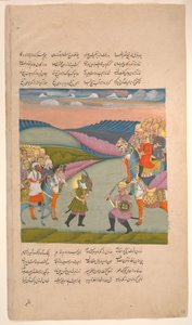 علي وعمر في ساحة المعركة ، فوليو من Hamla-yi Haidari ، كاليفورنيا. 1820. بواسطة غير معروف