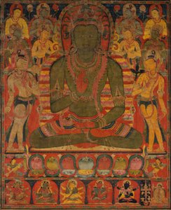 Amoghasiddhi ، بوذا للأرض النقية الشمالية ، كاليفورنيا. 1200-50. بواسطة غير معروف