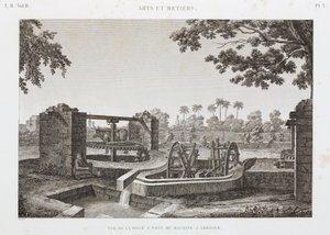 نظام الري ذو العجلات والدلو الحيواني ، مصر ، عام 1798 بواسطة غير معروف