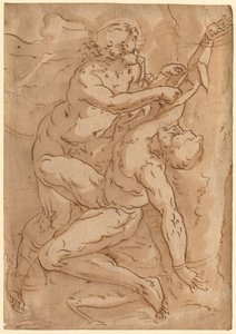 Apollo Flaying Marsyas recto رسمان تخطيطيان لأم وطفل في القرن السادس عشر. بواسطة غير معروف
